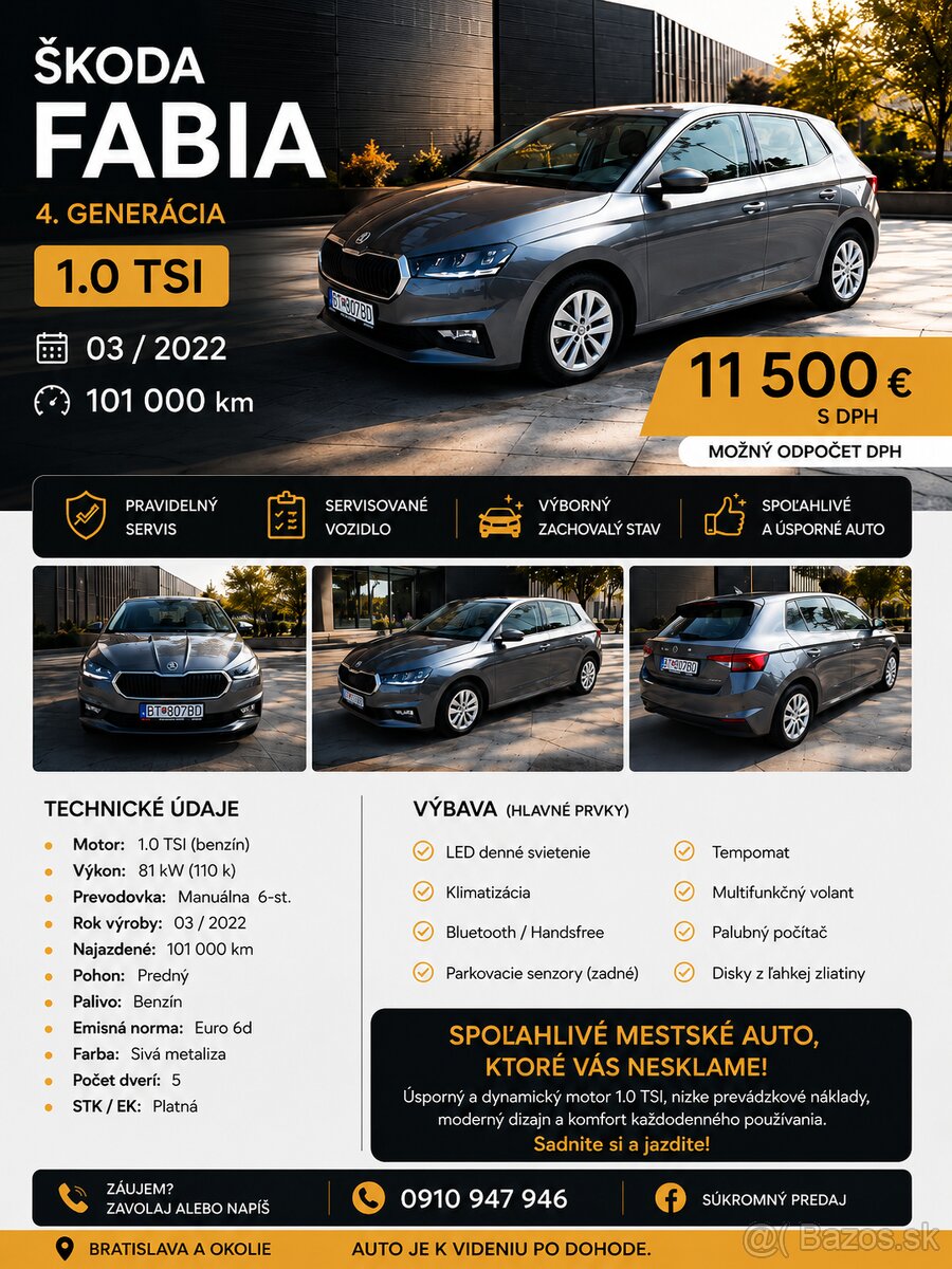 Škoda Fabia IV 1.0 TSI 81 kW – na predaj